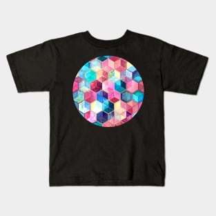 Topaz & Ruby Crystal Honeycomb Cubes Kids T-Shirt